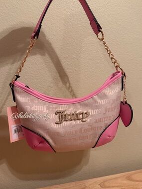 Juicy Couture Pink Logo Shoulder Bag with Gold Hardware